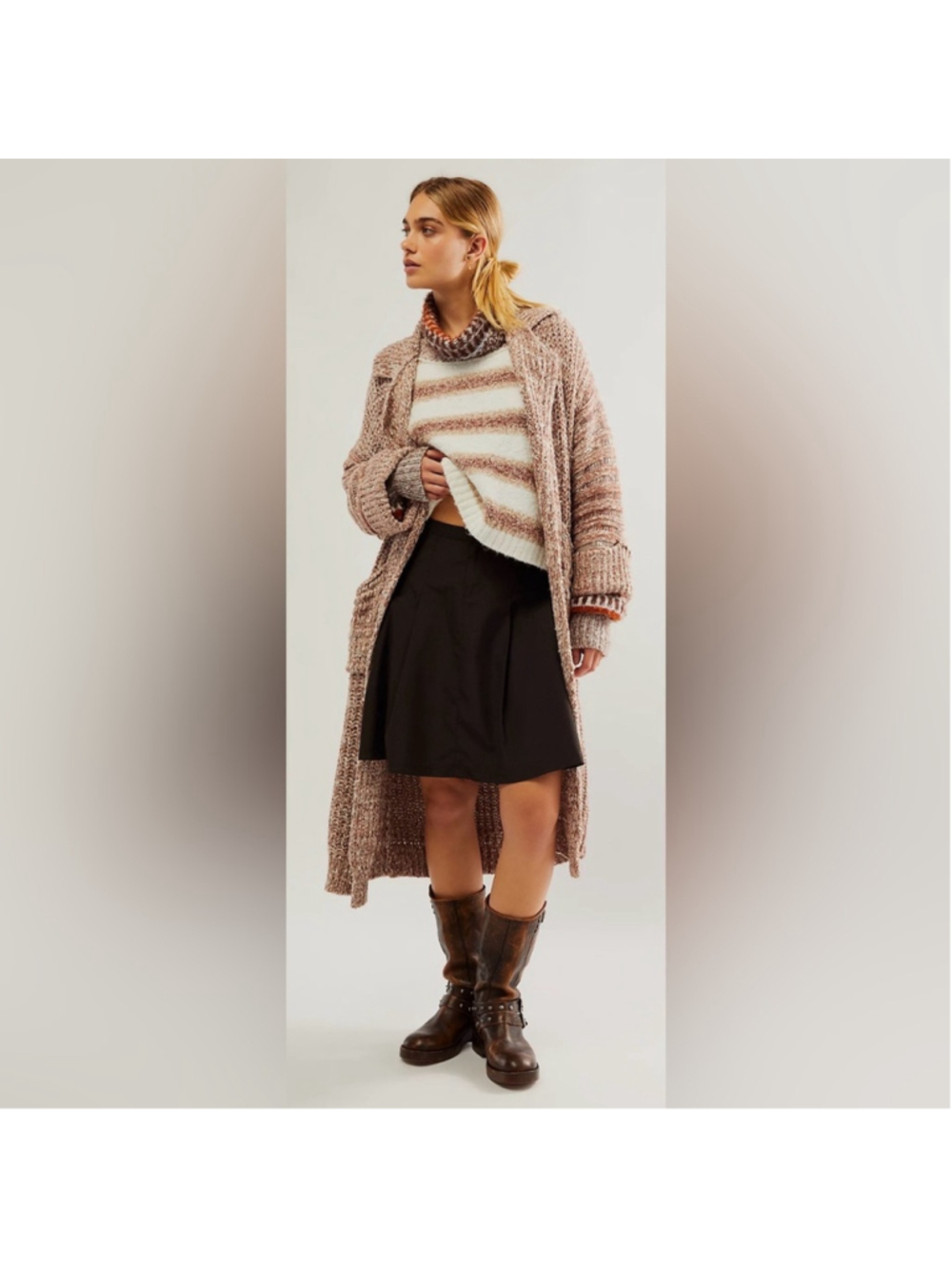 Free People Maxi Marl Cardigan Heavy Chunky Knit Size M/L